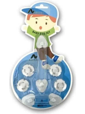 Go İthalat 6 Parça Çocuk Güvenlik 3'lü Seti-2 Boy Çekmece,dolap Kilidi ve 4 Adet Priz Içi Güvenlik Düğmesi (784)