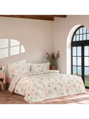 Linens Allday Maris Pamuk Saten Çift Kişilik Nevresim Takımı Pembe