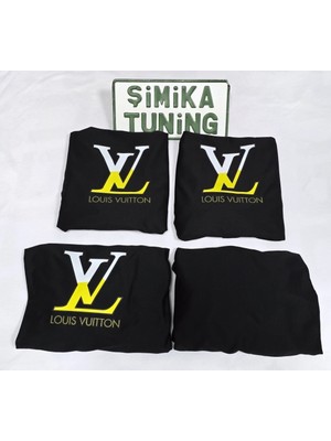 Lv Siyah Otomobil Servis Kılıfı Ön Arka Kılıf 4 Parça Takım(Arka Logolu)Esnek Likralı Yıkanabilir Her Araca Uyumlu