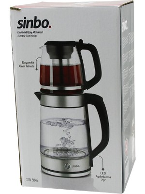 E-Bulurum Cam Elektrikli Çay Seti Çaycı 2lt+1.2lt 1500W Mavi Ledli 360 Derece Çelik Süzgeç Krom Kaplama (5067)