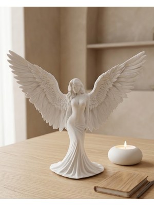 Arenes Estetik Melek Kadın Figürlü 3D Dekoratif Biblo Modern Salon Dekoru - Lisinya