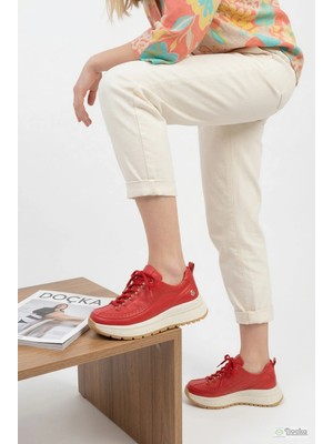 Mammamia Kadın Yumuşak Hakiki Deri Ortopedik Spor Tarz Ultra Hafif  Kalın Taban Spor Tarz Ayakkabı M27YA/3905