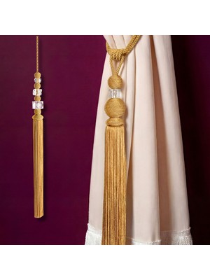 Mefaks Tekstil Akrilik Küplü Kordon Sarım Braçol Set Gold (2 Braçol + 1 Sarkıt)