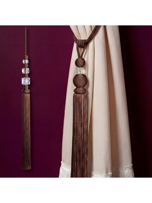 Mefaks Tekstil Akrilik Küplü Kordon Sarım Braçol Set Koyu Kahverengi (2 Braçol + 1 Sarkıt)