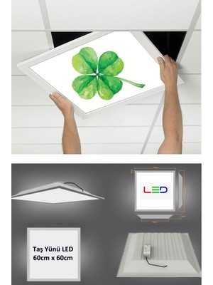 Şans, Asma Tavan LED Paneli, 60CM x 60CM, Sıva Altı LED Işık, Uv Baskı Avize, Kare Ama Tavan Aydınlatma, Ofis Tavan Ledi, Gökyüzü Panel 50W Desenli Aydınlatma