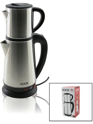 E-Bulurum Elektrikli Çay Makinesi Çaycı Set 1.8lt Su Isıtıcı Pls.+ 0.8lt Demlik Çelik Taban 1800W 360 Derece Gövde HK-509 (5067)