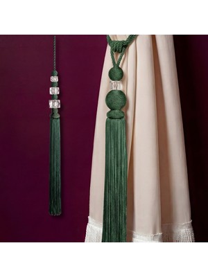 Mefaks Tekstil Akrilik Küplü Kordon Sarım Braçol Set Yeşil (2 Braçol + 1 Sarkıt)