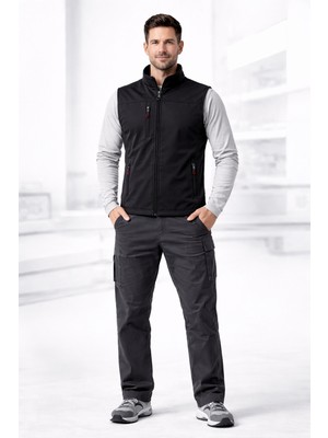 Önlemiş Önlem Iş | Erkek Softshell Yelek – Siyah Suya Dayanıklı Fermuarlı Cepli Outdoor & Iş Yeleği