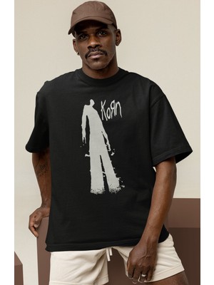 Sevbano Tasarım Korn Rock Metal Müzik Grubu Baskılı Unisex Oversize Tişört