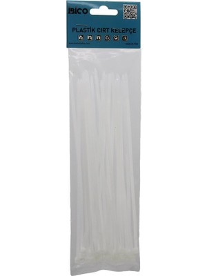E-Bulurum 25PCS   Beyaz   3.6X200MM  Plastik Cırt Kelepçe (5067)
