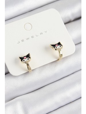 Balkan Grup Pirinç Kuromi Model Gold Renk Çocuk Küpe