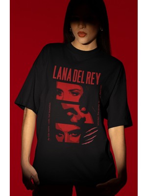 Sevbano Tasarım Lana Del Rey Şarkıcı Baskılı Unisex Oversize Tişört