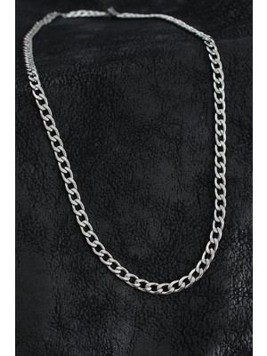 Balkan Grup 316L Çelik Kalın Klasik Zincir Model Gümüş Renk Erkek Kolye