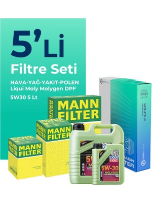 Mann Filter Mann Hyundai I30 1.6 Dizel Filtre Bakım Seti Liqui Moly Motor Yağlı (2012-2016) 5 Li