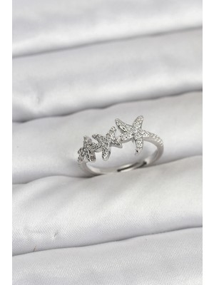 Balkan Grup Pirinç Yıldız Model Gümüş Renk Kadın Yüzük