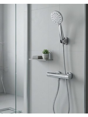 Aksiyon Global Çok Fonksiyonlu 4 Modlu El Duşu Başlığı Krem Duş Seti Spiral Hortumlu - Lisinya