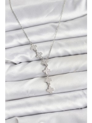 Balkan Grup 316L Çelik Zincir Gümüş Renk Yonca Model Kadın Kolye