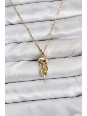 Balkan Grup 316L Çelik Zincir Gold Renk Deniz Anası Model Zirkon Taşlı Kadın Kolye