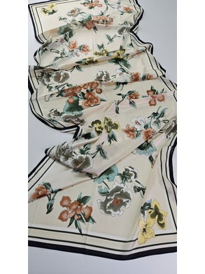 Miorel Scarfs Sarmaşık Çiçek Desen Vual Ipek Şal Fular Silk Scarfs Shawl Hijab