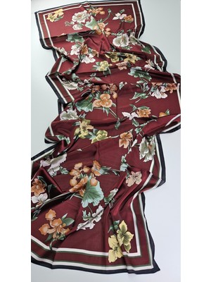 Miorel Scarfs Sarmaşık Çiçek Desen Vual Ipek Şal Fular Silk Scarfs Shawl Hijab