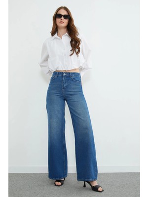 FullaModa Yüksek Bel Palazzo Jean