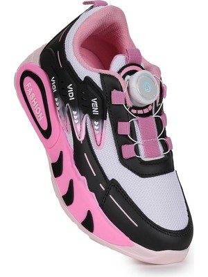 Kiko Kids Gary Hafif Taban Bağcık Mekanizmalı Kız Çocuk Spor Ayakkabı Beyaz - Pembe