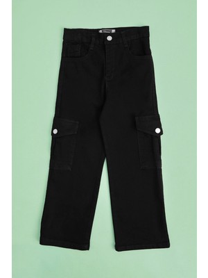 FullaModa Beli Ayarlanabilir Kargo Cepli Palazzo Kız Çocuk Pantolon