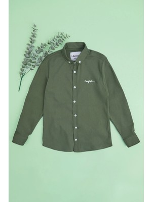 FullaModa Yazı Baskılı Kolu Katlamalı Erkek Çocuk Gömlek