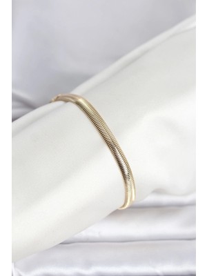 Balkan Grup cm 14K Gold Renk Yassı Zincir Yılan Model Kadın Bileklik