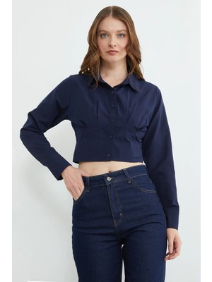 FullaModa Basic Korse Detaylı Crop Gömlek