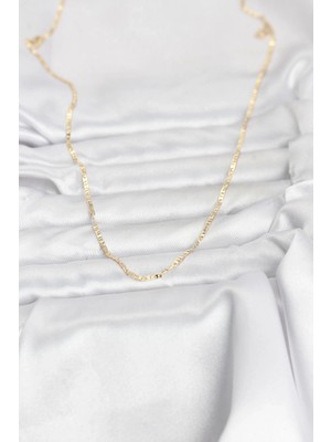 Balkan Grup cm 14K Gold Renk Yassı Zincir Model 60 cm Kadın Kolye