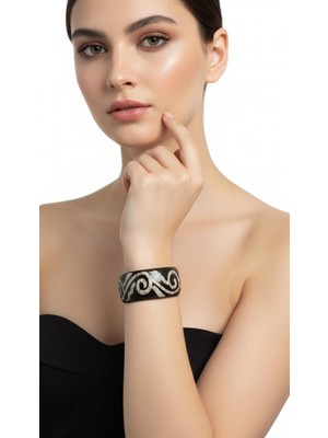 Gönülden Tasarım El Oyması Bambu Kadın Bilezik Çap 7 cm