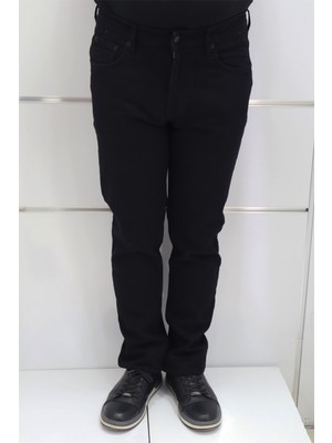 Denim Cartel Fistan Store Erkek Siyah Yüksek Bel Geniş Kesim Boru Paça Süper Battal Jean Pantolon