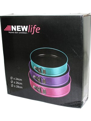 E-Bulurum 3 Parça  Yuvarlak - Renkli Kelepçeli Metal Kek Kalıp 24-26-28CM (5067)