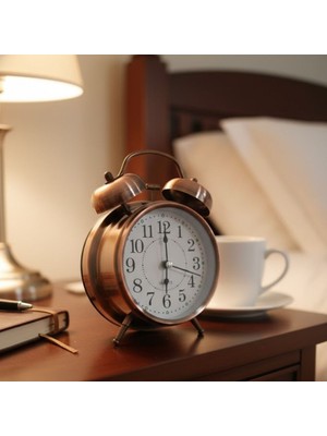 Nostaljik Çalar Saat – Retro Tasarım, Sessiz Akan Mekanizma, Yüksek Sesli Alarm, Masa ve Komodi