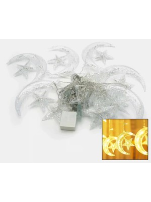 Balkan Grup Sıcak Beyaz Ay Yıldız Işık Zinciri Parti Düğün Ramazan Dekoru