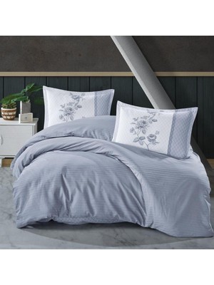 Decostyle Butik Serisi Çizgili Ranforce Çift Kişilik Nev Takımı Suave V1 Mavi