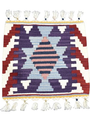 Zehra Abla Halı Yeni El Dokuma Kare Köşe Sandalye Minderi Pınarbaşı Kayseri Yün Kilim 7094