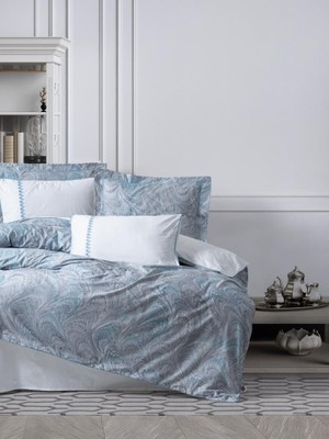 Decostyle Çift Kişilik Elit Saten Nev Takımı Stilla Mavi