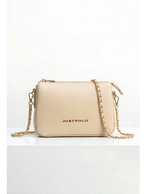Just Polo Kadın 3 Bölmeli Zincir Uzun Askılı Yeni Sezon Aksesuarlı El & Omuz Çantası (21X15X8 Cm)