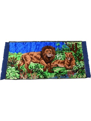 Zehra Abla Halı Yeni Enfes Doğa Tasvirli Ormanlar Kralı Aslanlı Duvar Halısı 7171