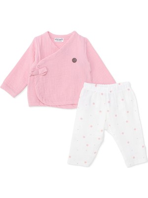 Hellobaby Kız Bebek Zıbın-Alt Çizgili Çıtçıtlı Zarf Yaka Uzun Kol Patiksiz