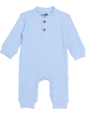 Hellobaby Erkek Bebek Tulum Çiçek Baskılı Çıtçıtlı Bisiklet Yaka Uzun Kol Patikli