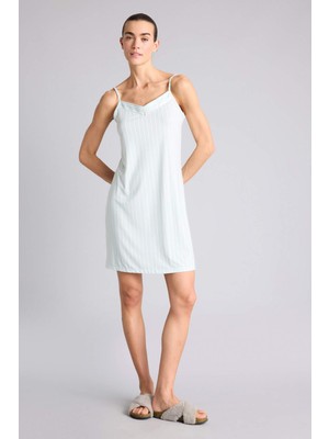 DeFacto Softshell Çizgili Askılı Gecelik H1280AX26SM