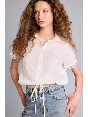 DeFacto Regular Fıt Bebe Yaka Dokulu Kısa Kollu GÖMLEK H0208AX26SP