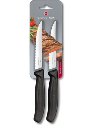 Victorinox 6.7933.B Paslanmaz Çelik 2’li Tırtıklı Bıçak Seti 12 cm Siyah