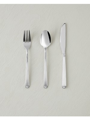 English Home Stripes Paslanmaz Çelik Çatal Kaşık Bıçak Tk. 18 Parça 6 Kişilik Silver