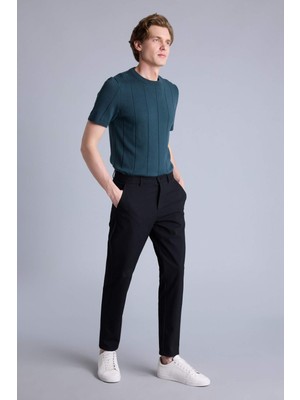 DeFacto Tailored Fit Elastik Bağlamalı Bel Dokuma Pantolon H3112AX26SP