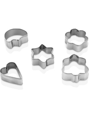 Calperia 5 Pcs Metal Kurabiye Kalıp Kalp - Yıldız - Papatya - Ağaç (5047)