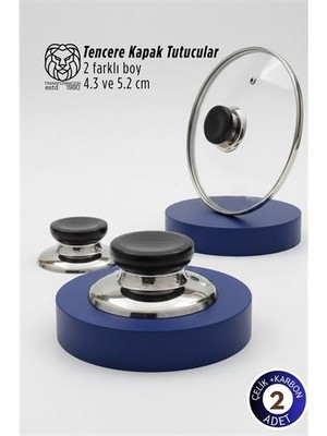 Bianca Serisi 2’li Paslanmaz Çelik Lüks Tencere Kapağı Tutucu Seti - 4.3 - 5.2 cm Universal